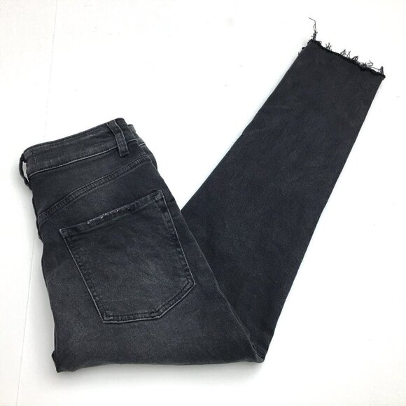 We The Free People Jeans Faded Black Zuri Ankle Mom Distressed Button Fly 25 - Picture 8 of 9